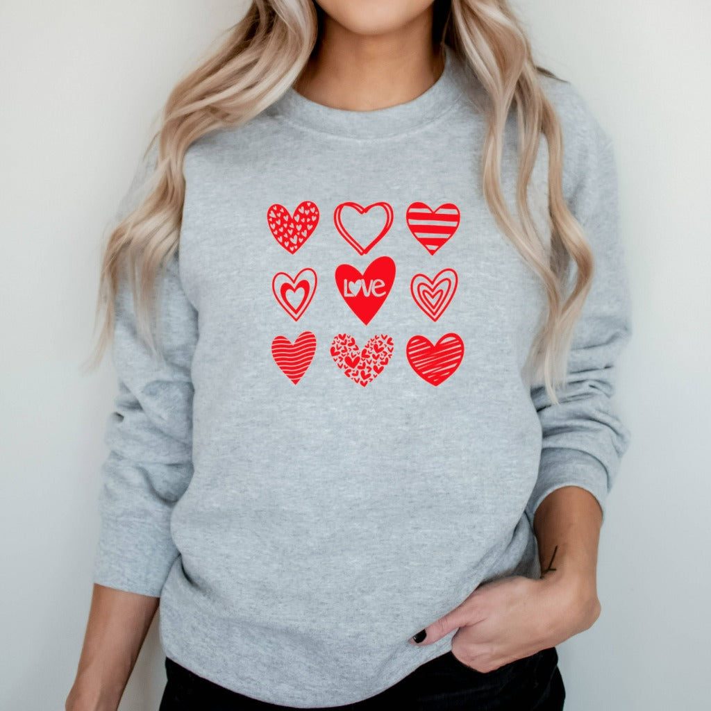 Heart Sweatshirt, Cute Valentines Day Shirt, Womens Valentine Crewneck, Valentine's Outfit