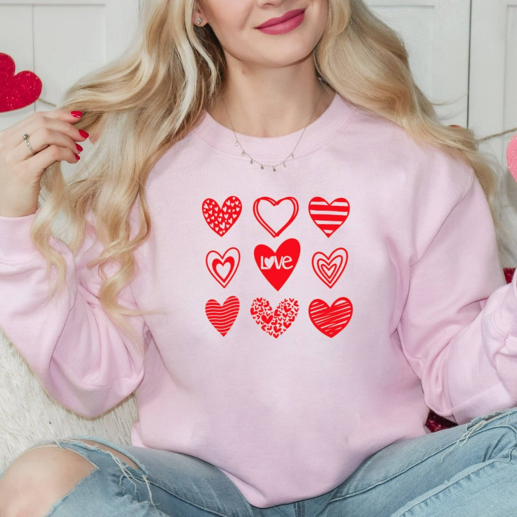 Heart Sweatshirt, Cute Valentines Day Shirt, Womens Valentine Crewneck, Valentine's Outfit