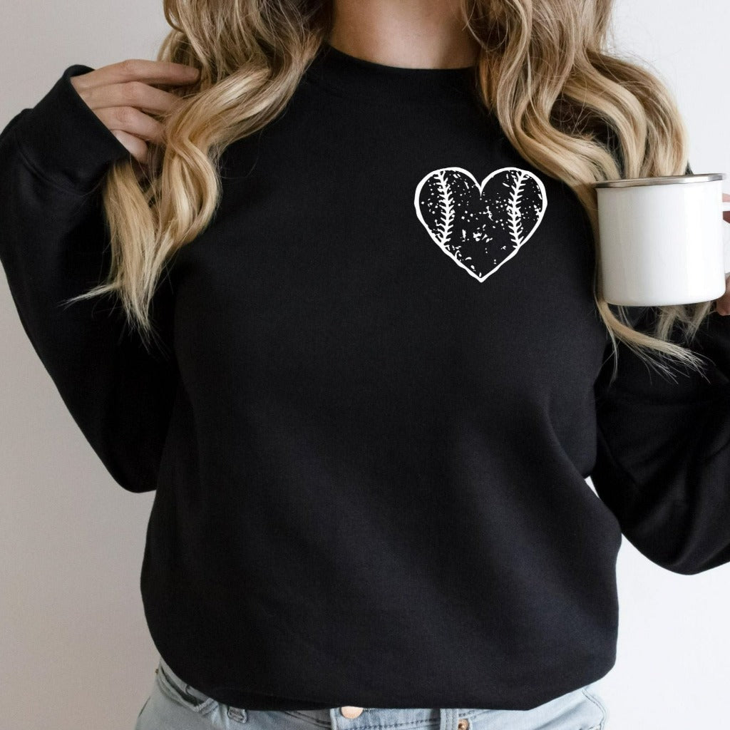 Baseball Distressed Heart Sweatshirt, Baseball Mom Crewneck, Gift for Baseball Mom, Fan Shirts