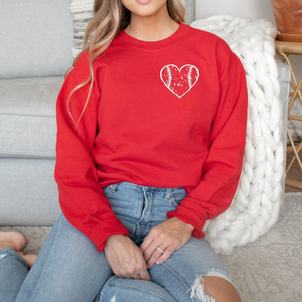 Baseball Distressed Heart Sweatshirt, Baseball Mom Crewneck, Gift for Baseball Mom, Fan Shirts