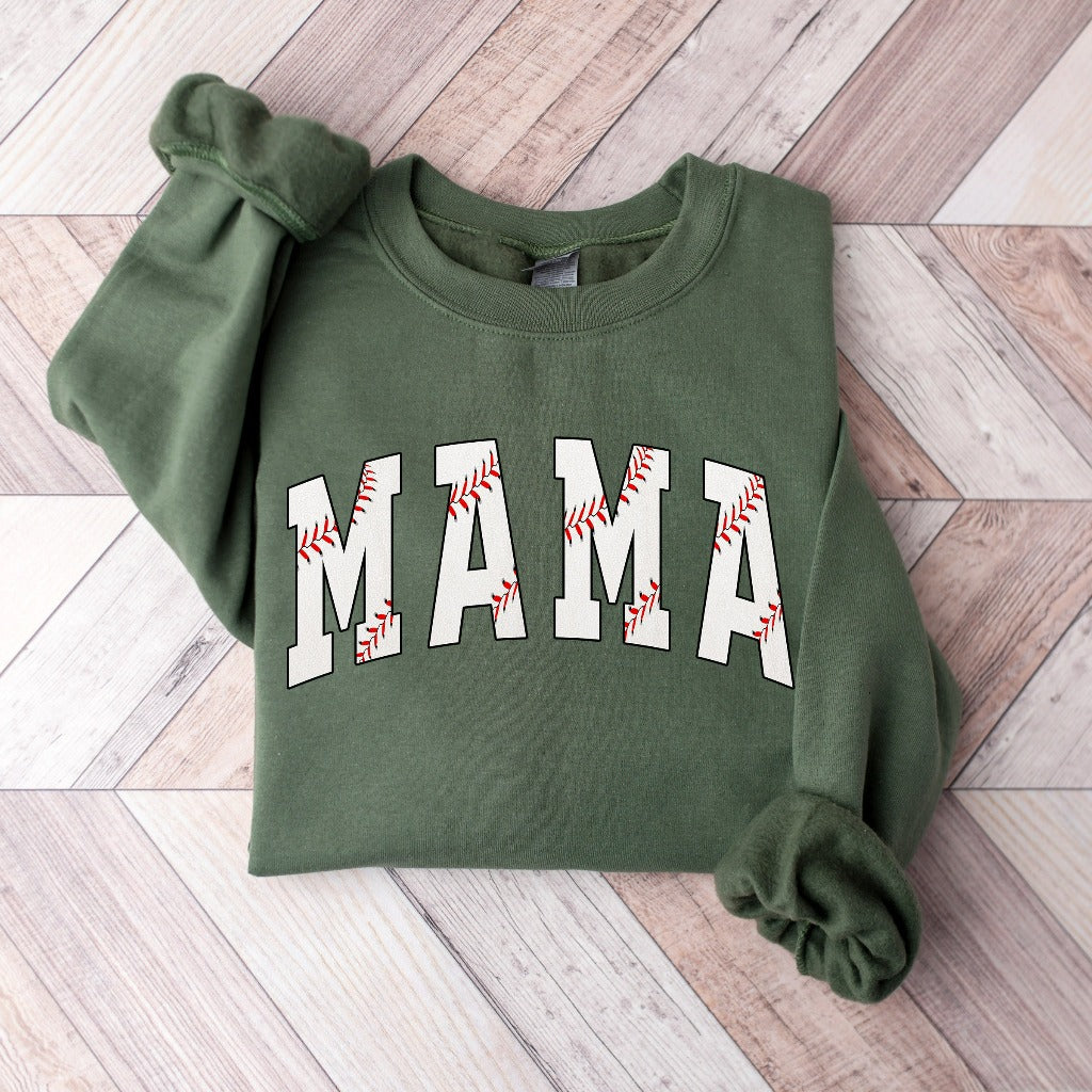 Cute Baseball Mama Sweatshirt, Mothers Day Gift For Baseball Mom, Gift For Baseball Lover Mom Crewneck