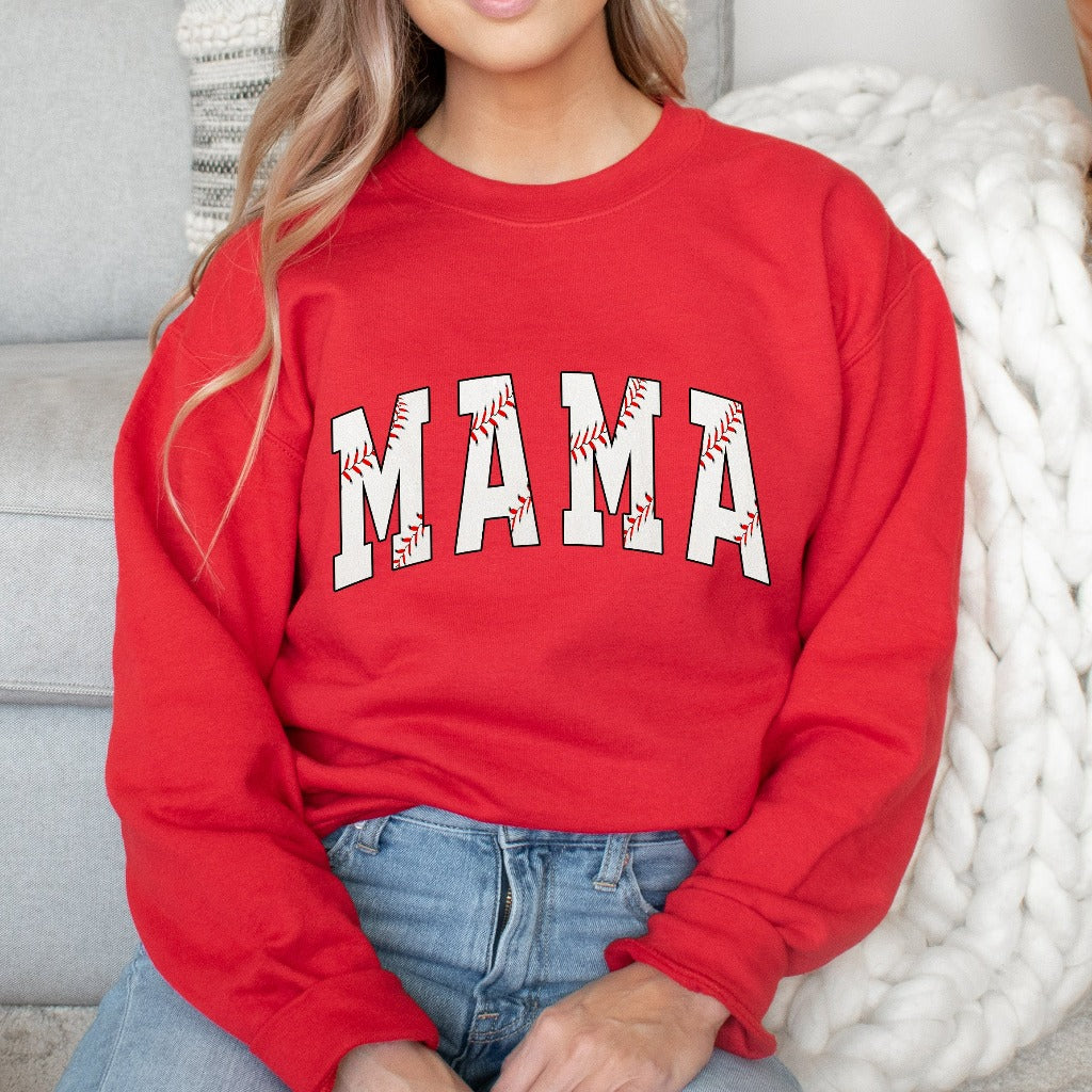 Cute Baseball Mama Sweatshirt, Mothers Day Gift For Baseball Mom, Gift For Baseball Lover Mom Crewneck