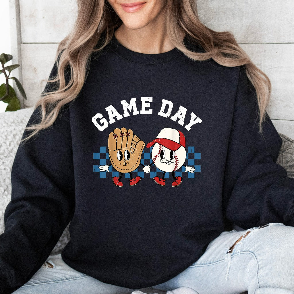 Retro Game Day Baseball Sweatshirt, Baseball Crewneck, Baseball School Spirit Shirt, Baseball Mama Gift