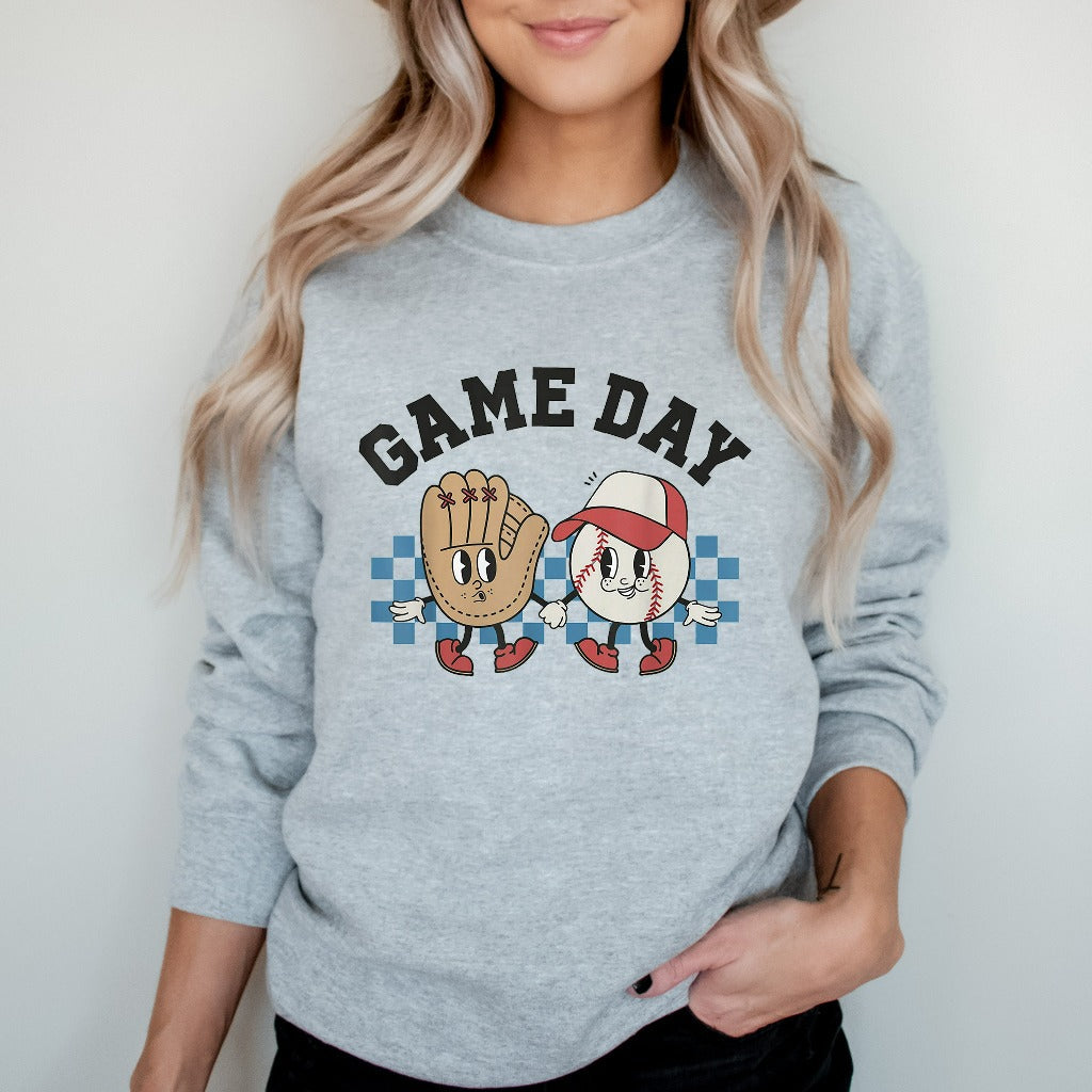 Retro Game Day Baseball Sweatshirt, Baseball Crewneck, Baseball School Spirit Shirt, Baseball Mama Gift