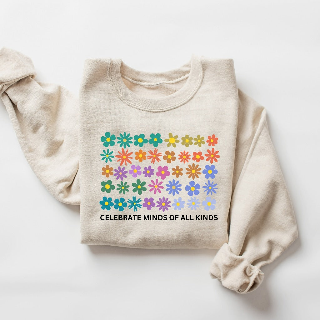 Celebrate Minds of All Kinds Sweatshirt, Neurodiversity Shirt, Autism Awareness Crewneck, ADHD Shirt