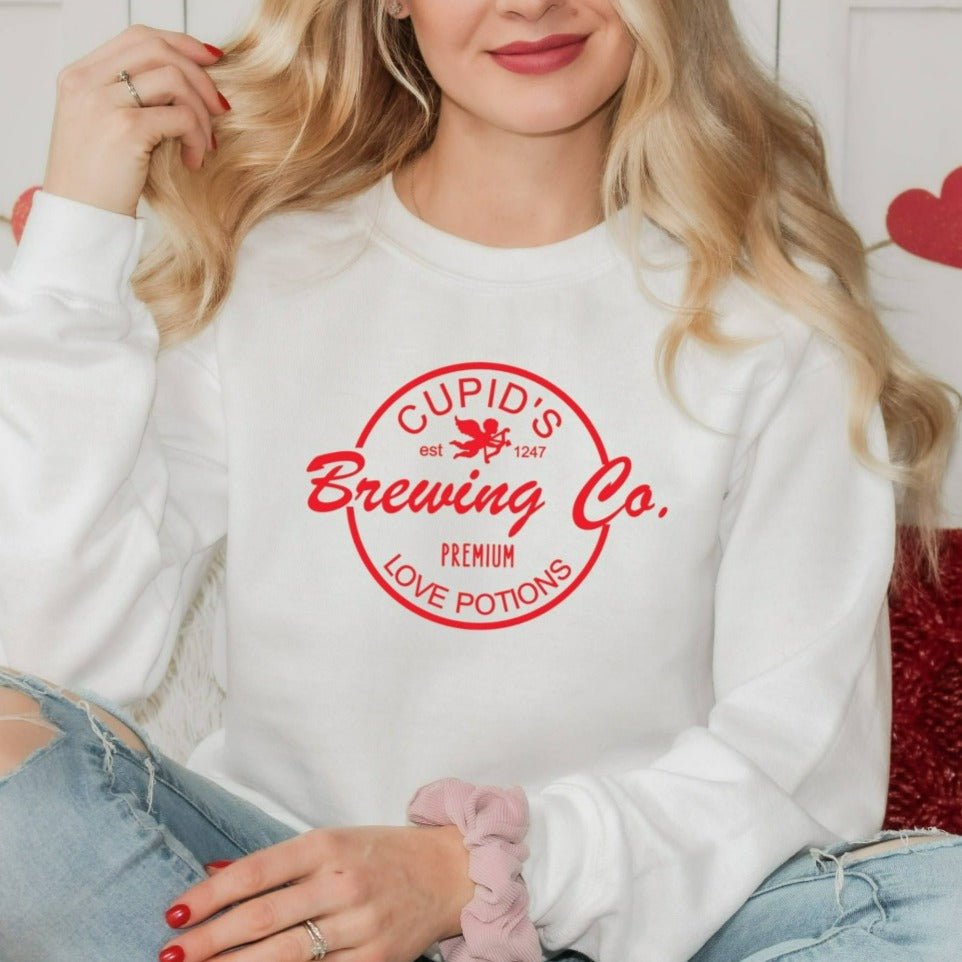 Cupid's Brewing Co Valentines Day Sweatshirt, Valentine's Day Gift, Women's Crewneck, Gift for Girlfriend