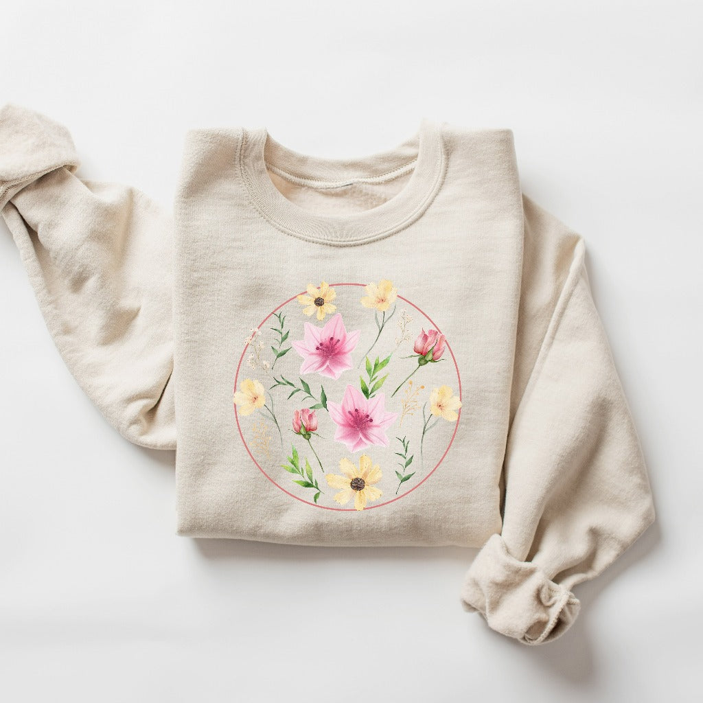 Wildflower Sweatshirt, Flower Crewneck, Flowers Lover Shirt, Wild Flowers Shirt, Floral Tshirt, Gift for Mom