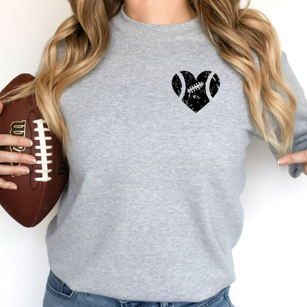 Football Distressed Heart Sweatshirt, Football Mom Crewneck, Gift for Football Mom, Fan Shirts