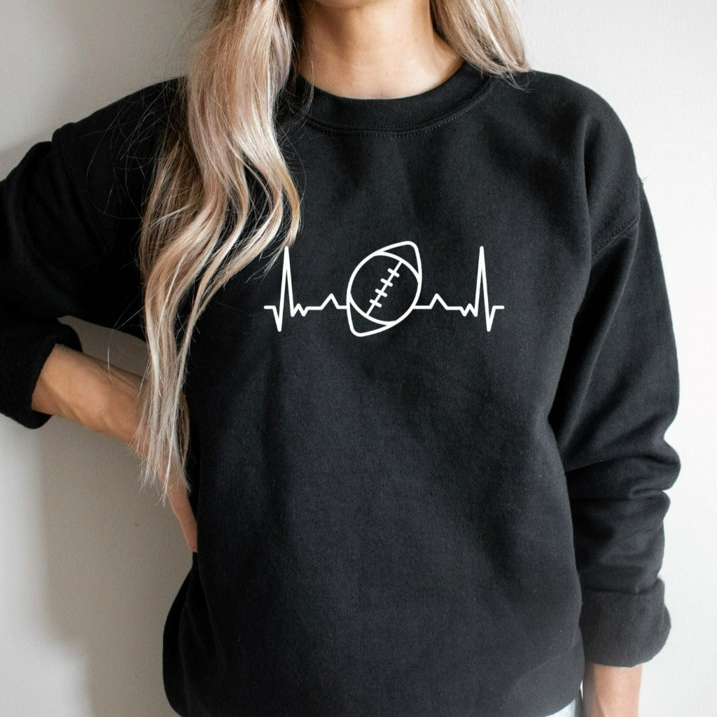 Football Heartbeat Sweatshirt, Football Mom Crewneck, Gift for Football Mom, Football Fan Shirts