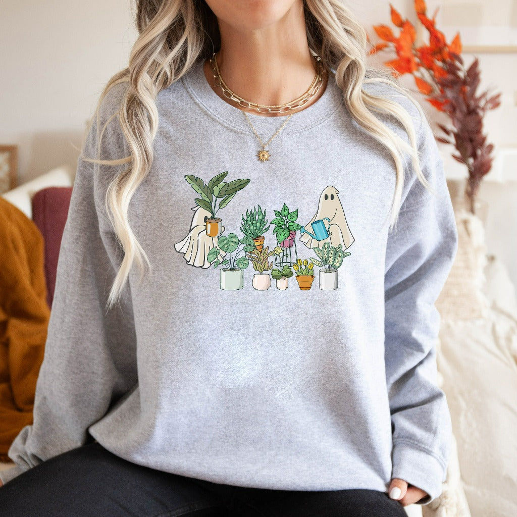 Ghost Plant Lady Sweatshirt – Cute Halloween Houseplant Crewneck