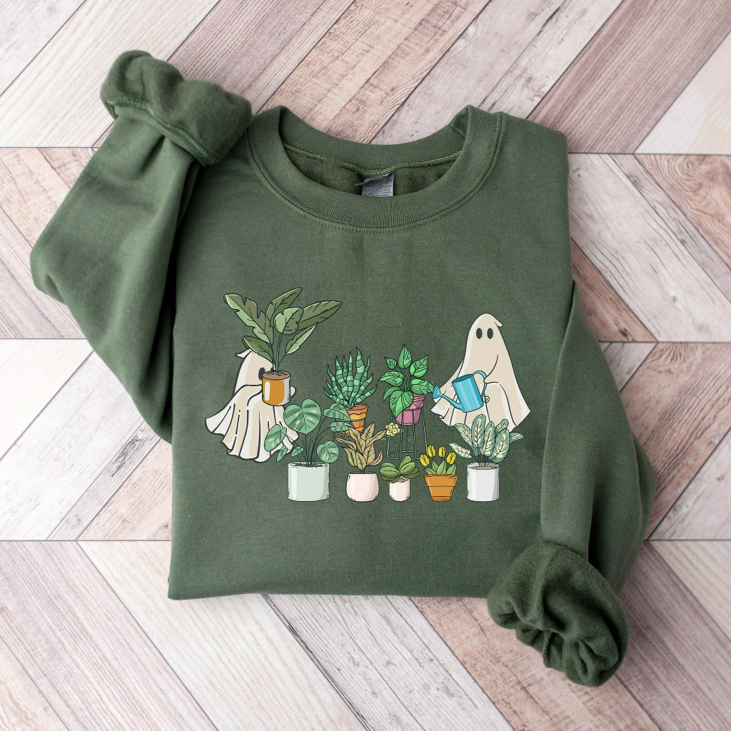 Ghost Plant Lady Sweatshirt – Cute Halloween Houseplant Crewneck