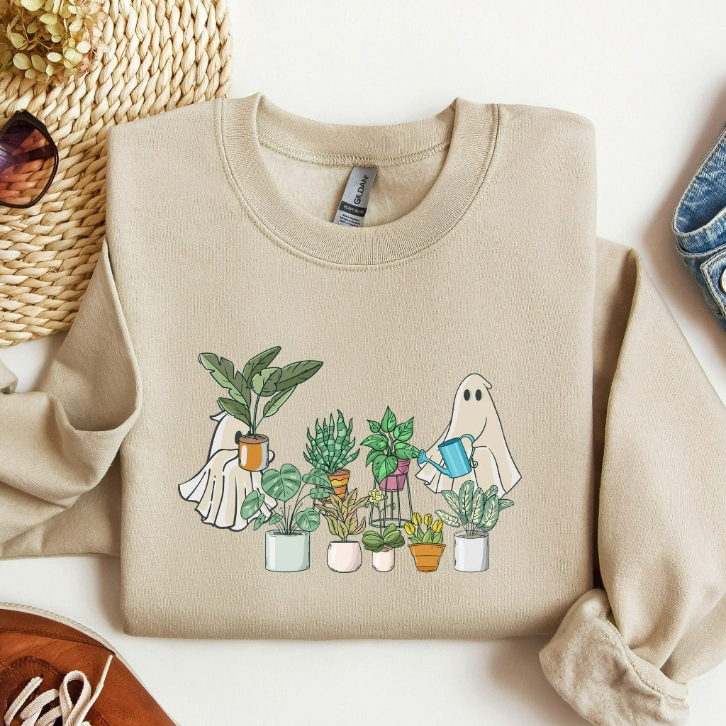 Ghost Plant Lady Sweatshirt – Cute Halloween Houseplant Crewneck