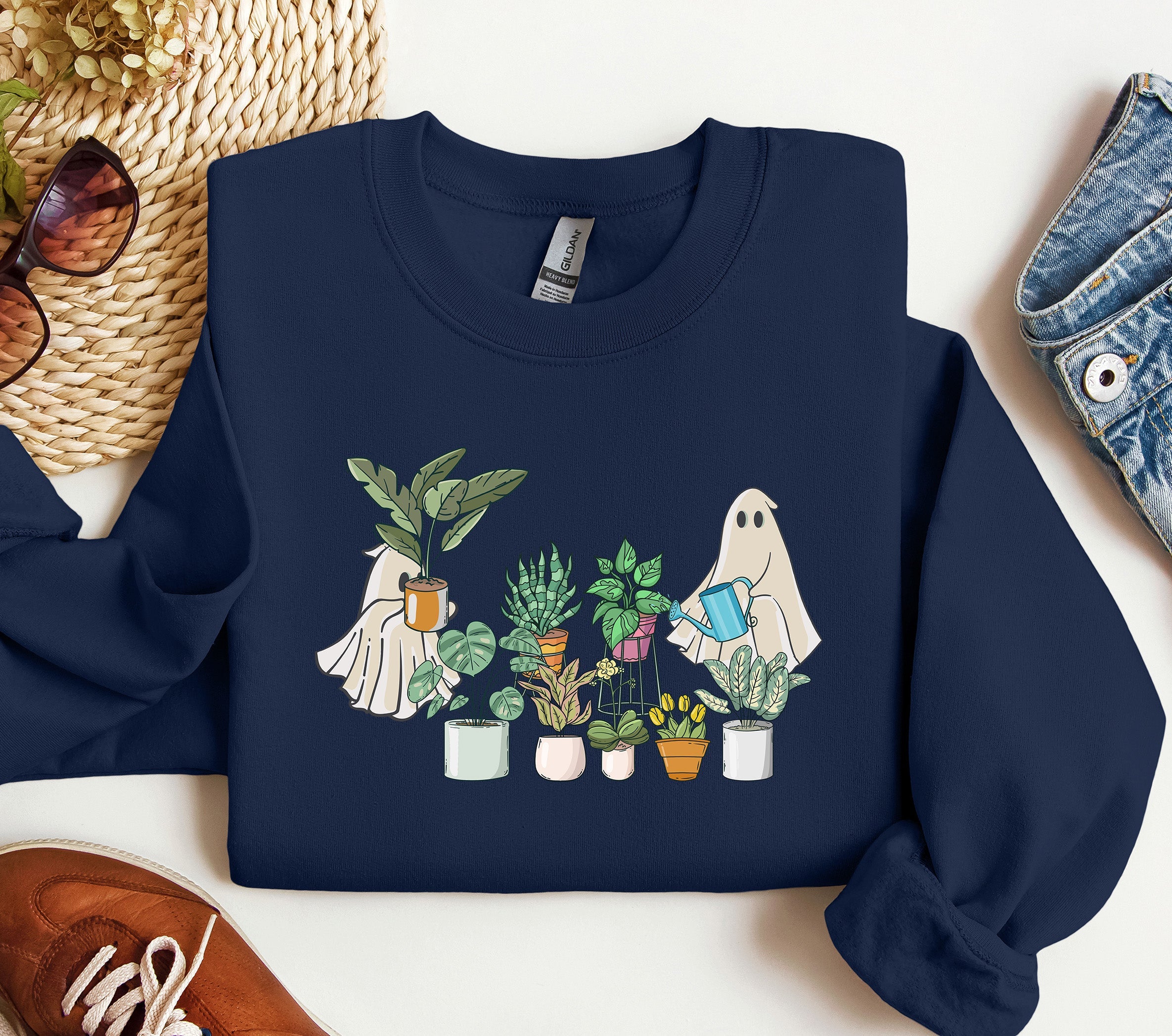 Ghost Plant Lady Sweatshirt – Cute Halloween Houseplant Crewneck