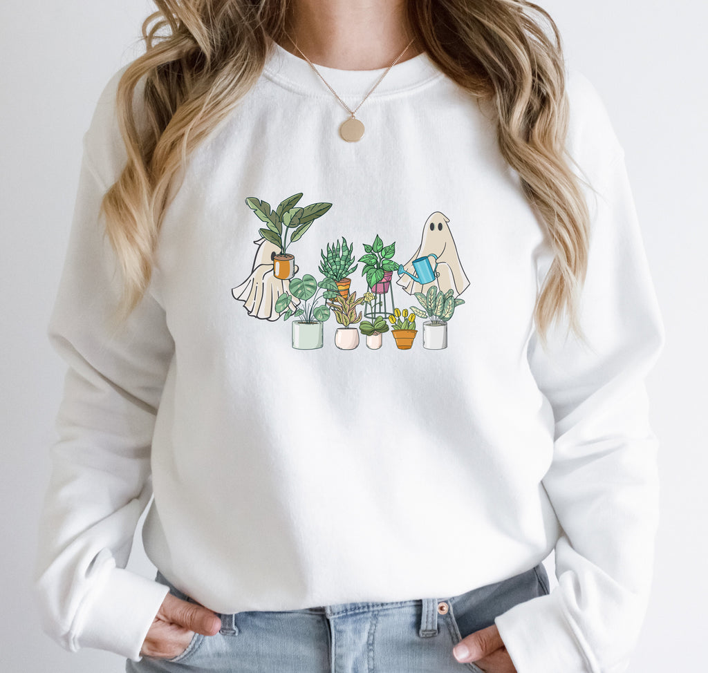 Ghost Plant Lady Sweatshirt – Cute Halloween Houseplant Crewneck