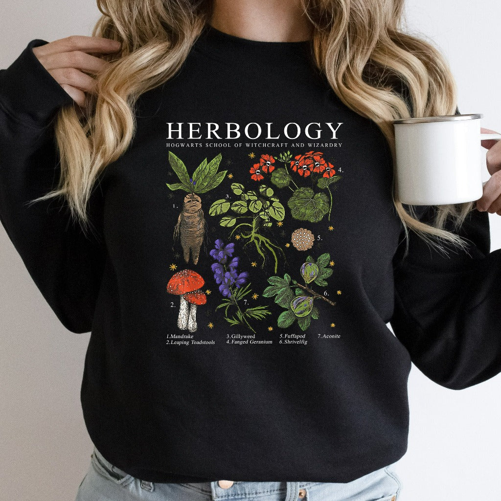 Herbology Crewneck Sweatshirt, Gift For Plant Lover, Botanical Shirt, Wizard Sweater, Gardening Shirt