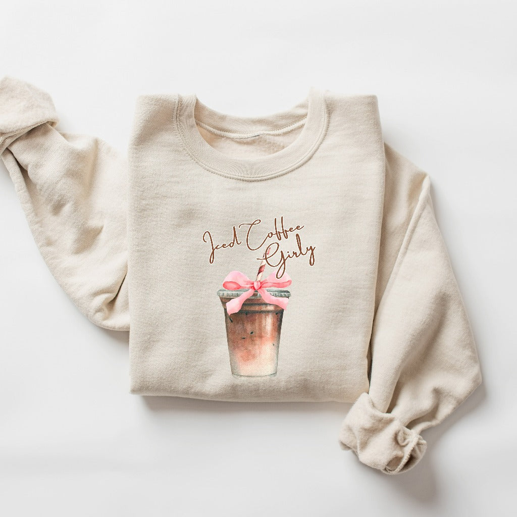 Iced Coffee Girly Sweatshirt, Iced Coffee Girl Crewneck, Coquette Coffee Shirt, Coffee Lover Gift