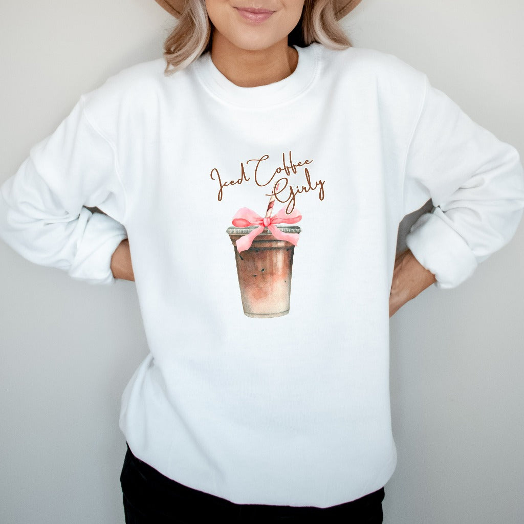 Iced Coffee Girly Sweatshirt, Iced Coffee Girl Crewneck, Coquette Coffee Shirt, Coffee Lover Gift