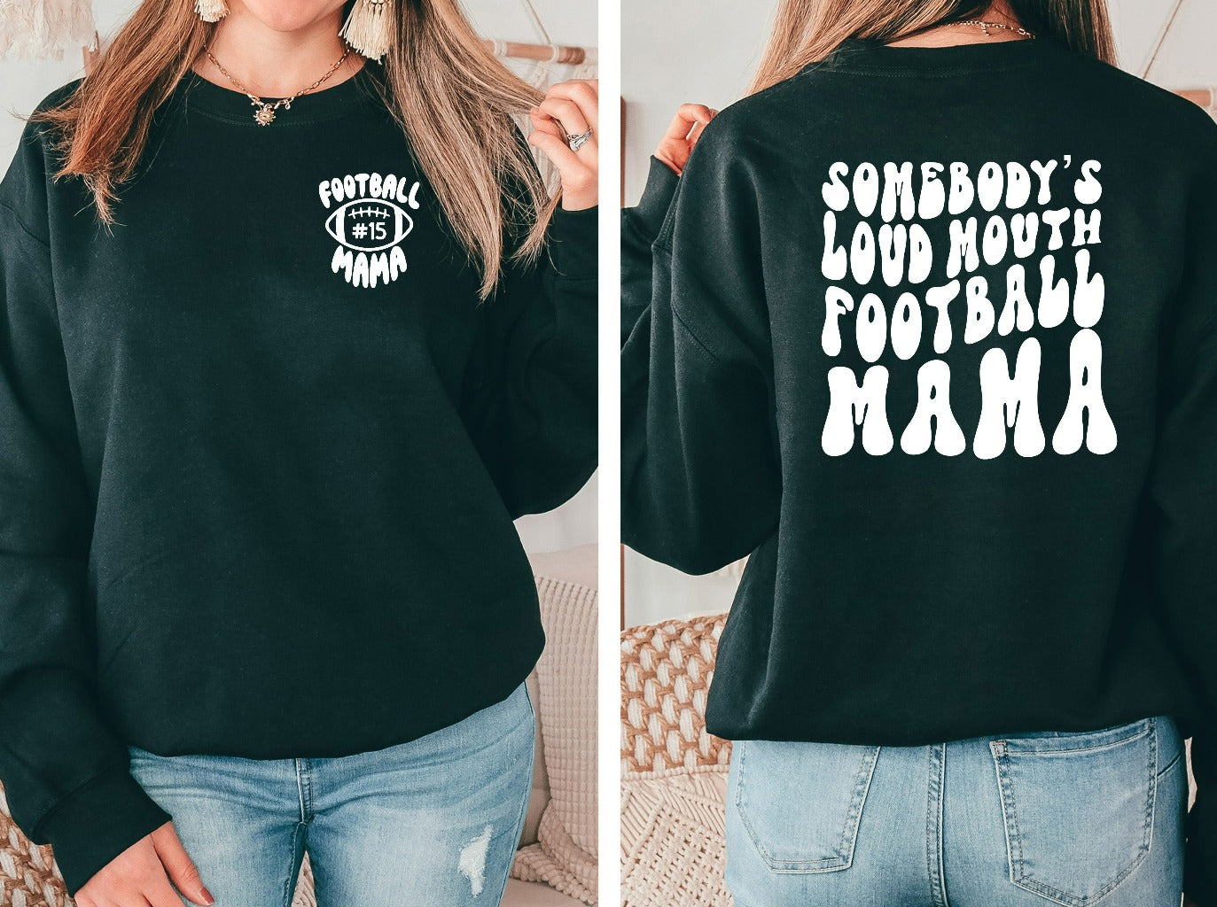 Football Mama Sweatshirt, Somebody's Loud Mouth Football Mama Crewneck, Funny Football Mom Sweater