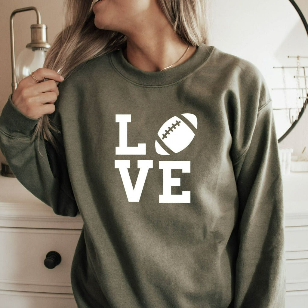 Love Football Crewneck Sweatshirt, Football Mom Shirt, Gift for Football Mom, Fan Shirts
