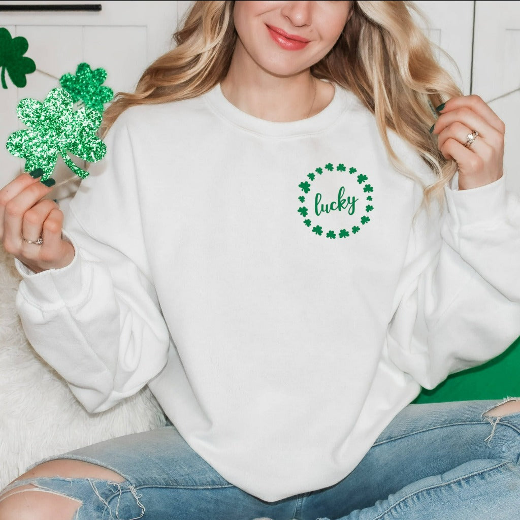 Lucky Sweatshirt, St. Patrick's Day Crewneck, St. Patty's Day Shirt, Shamrock Party Shirt