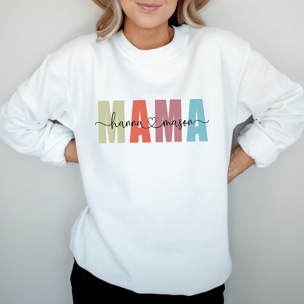 Personalized Mama Sweatshirt, Custom Mama with Kids Names Crewneck, Mother's Day Gift, New Mom Gift