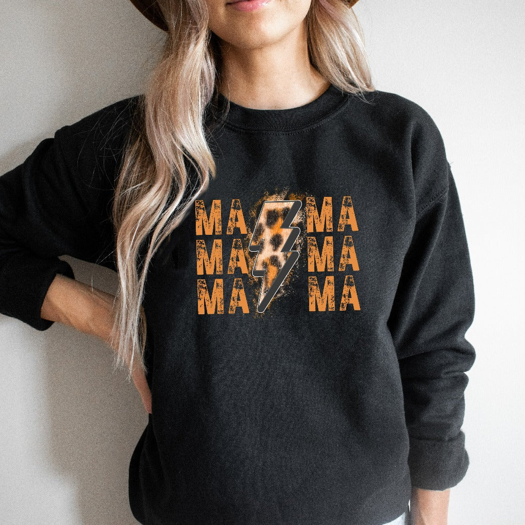 Distressed Mama Lightning Bolt Sweatshirt, New Mom Crewneck, Mother's Day Sweater, New Mom Gift