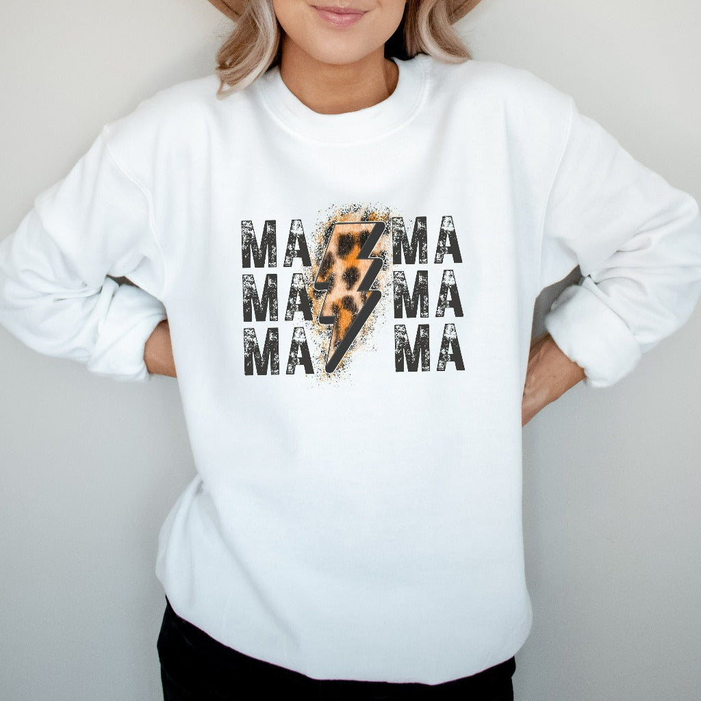 Distressed Mama Lightning Bolt Sweatshirt, New Mom Crewneck, Mother's Day Sweater, New Mom Gift