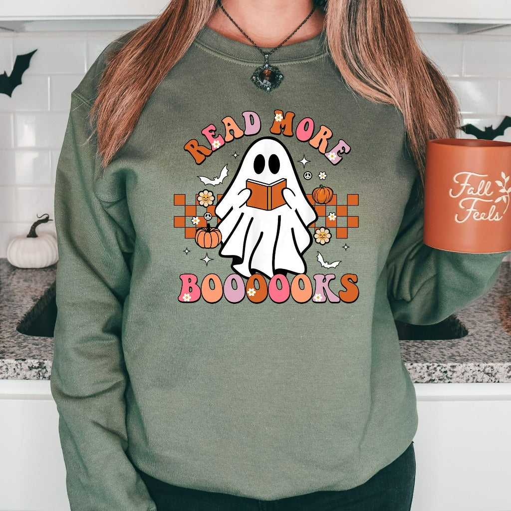 Read More Books Spooky Teacher Sweatshirt, Cute Teacher Crewneck, Retro Fall Teacher Shirt, Back To School