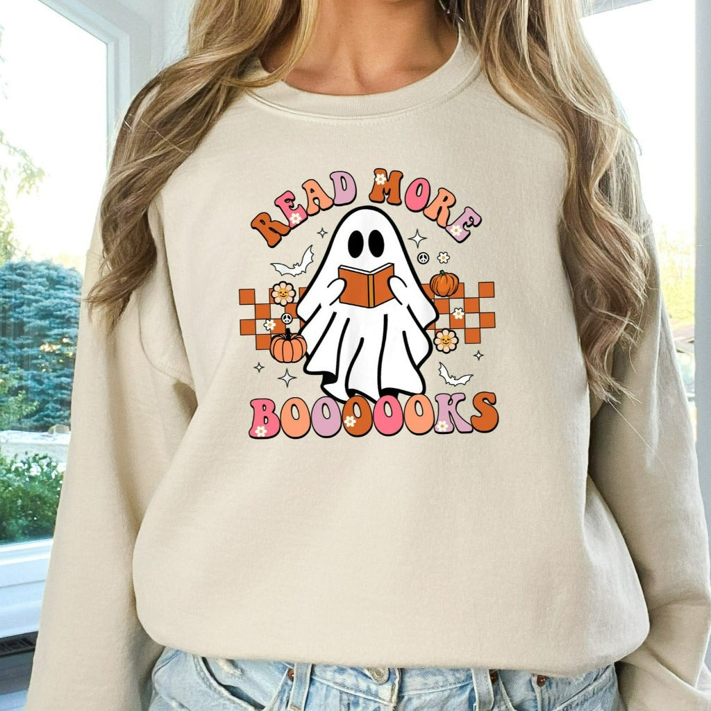 Read More Books Spooky Teacher Sweatshirt, Cute Teacher Crewneck, Retro Fall Teacher Shirt, Back To School