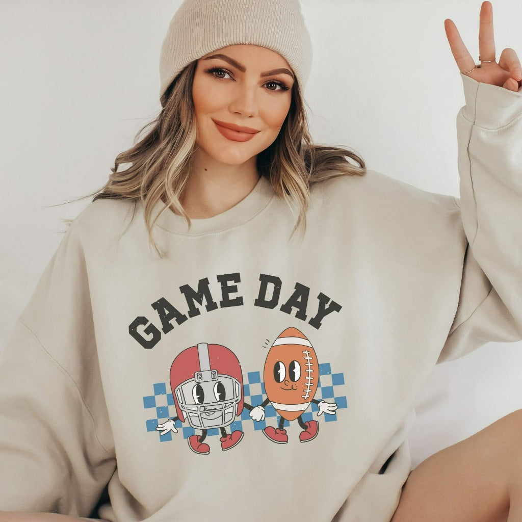 Football Game Day Sweatshirt, Retro Style Football Season Crewneck