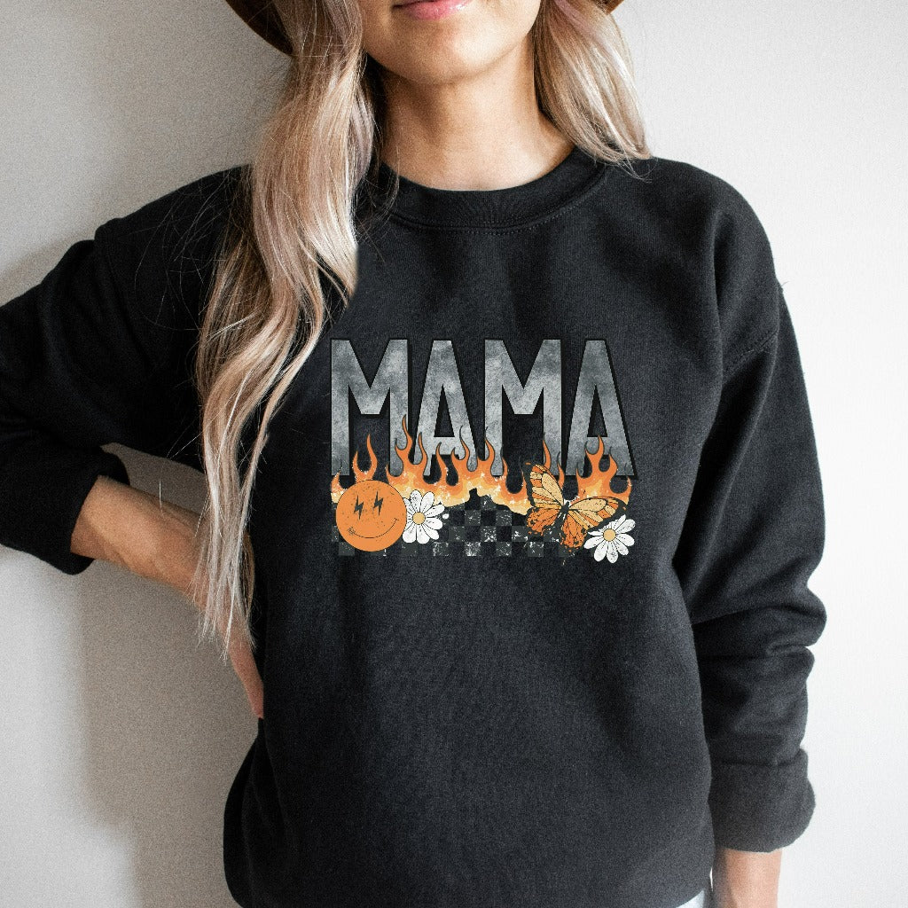 Retro Hot Rocker Mama Sweatshirt, New Mom Crewneck, Mother's Day Sweater, New Mom Gift, Mom Birthday Gift