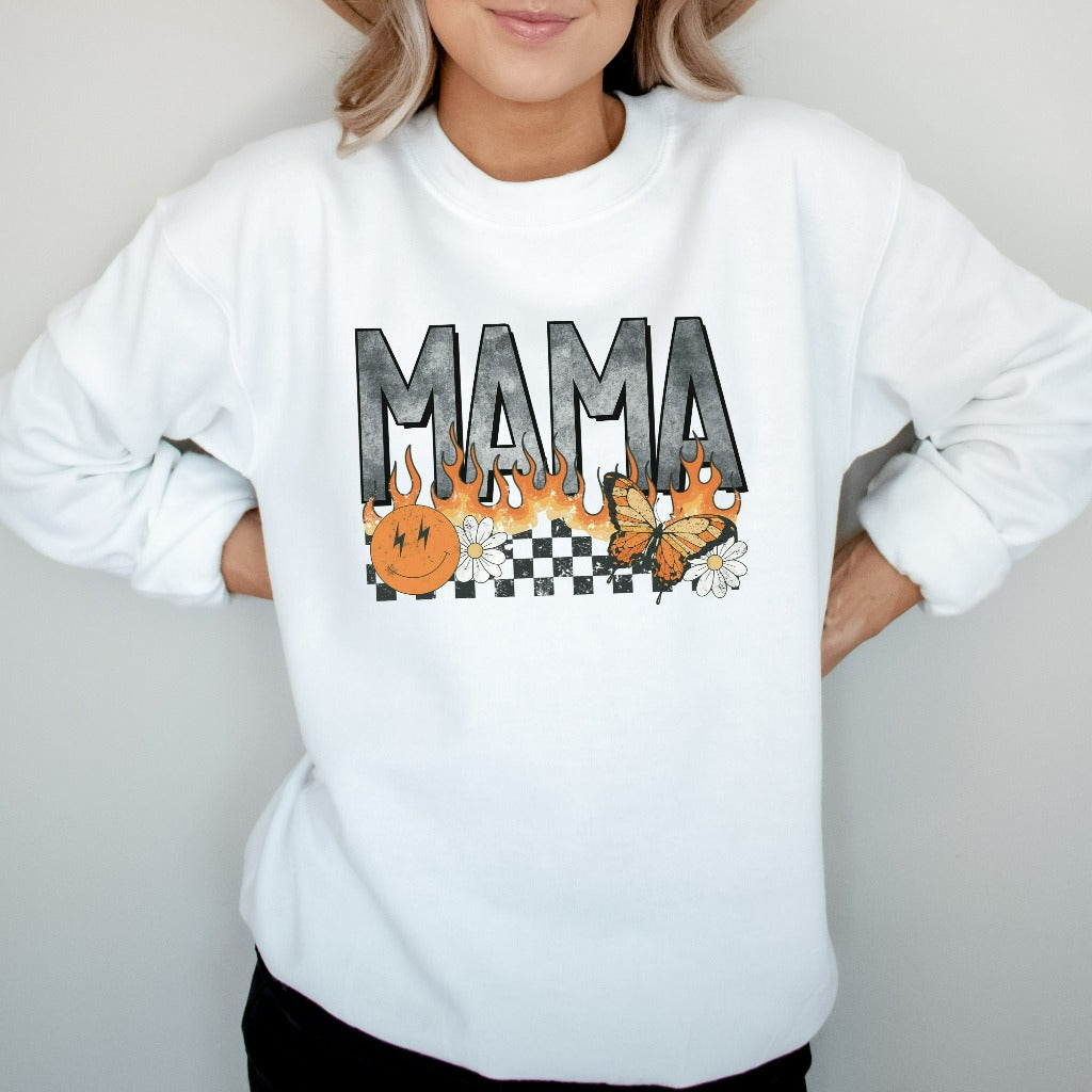 Retro Hot Rocker Mama Sweatshirt, New Mom Crewneck, Mother's Day Sweater, New Mom Gift, Mom Birthday Gift