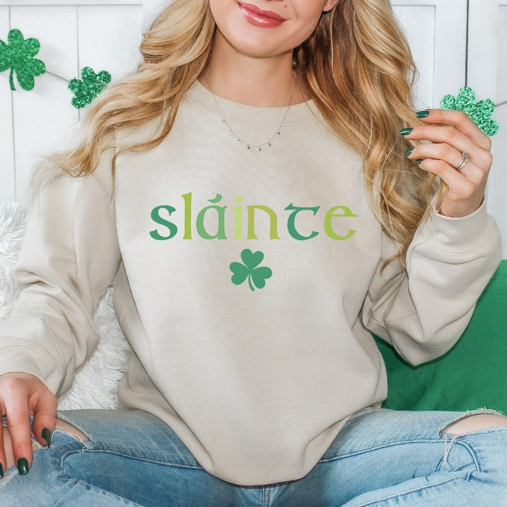 St Patrick's Day Sweatshirt, Cute Slainte Crewneck, St Paddy's Day Outfit, Gaelic Gift, Saint Patricks Day Party