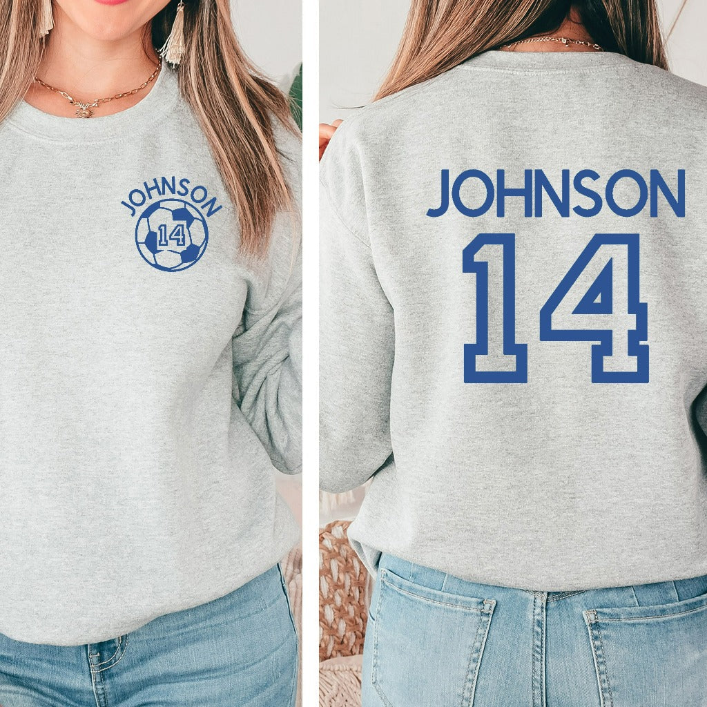 Personalized Soccer Sweatshirt, Gift for Soccer Mom, Soccer Mom Crewneck, Name and Number Sweatshirt
