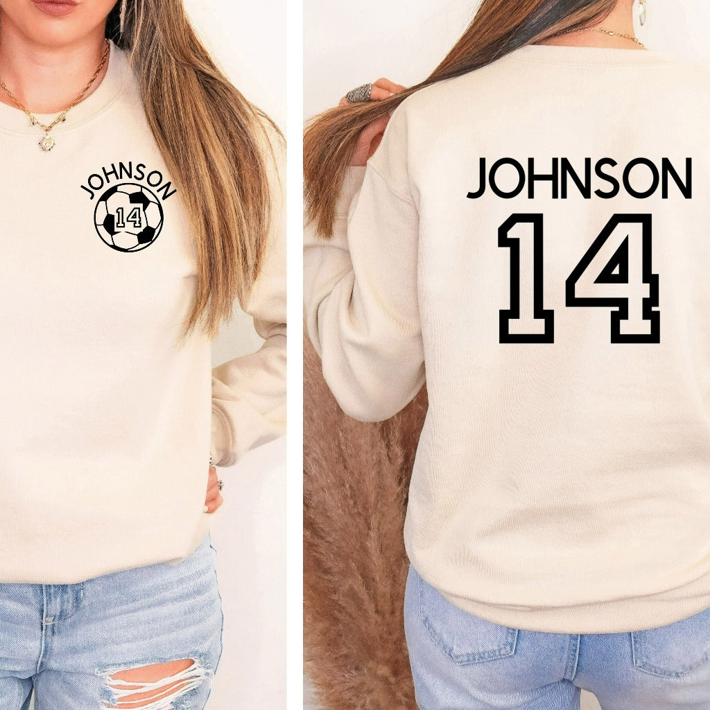Personalized Soccer Sweatshirt, Gift for Soccer Mom, Soccer Mom Crewneck, Name and Number Sweatshirt