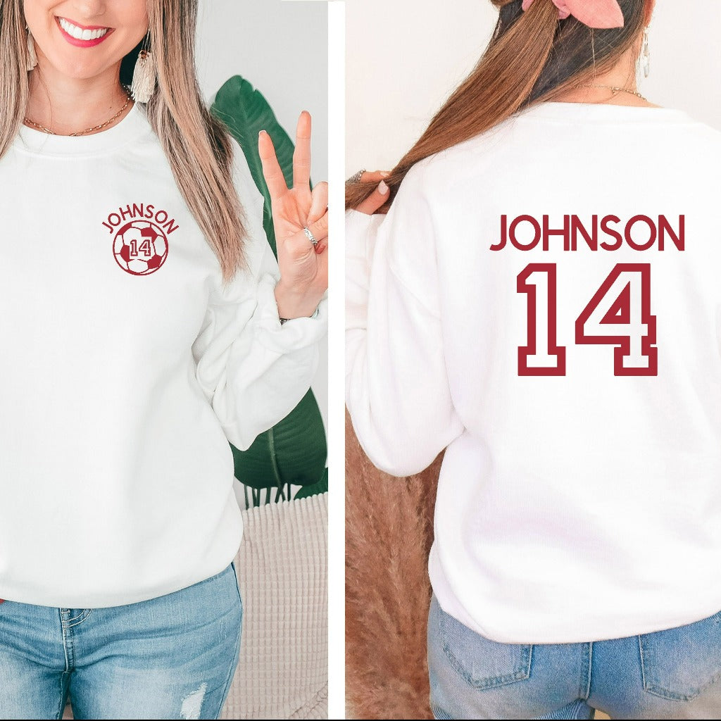 Personalized Soccer Sweatshirt, Gift for Soccer Mom, Soccer Mom Crewneck, Name and Number Sweatshirt