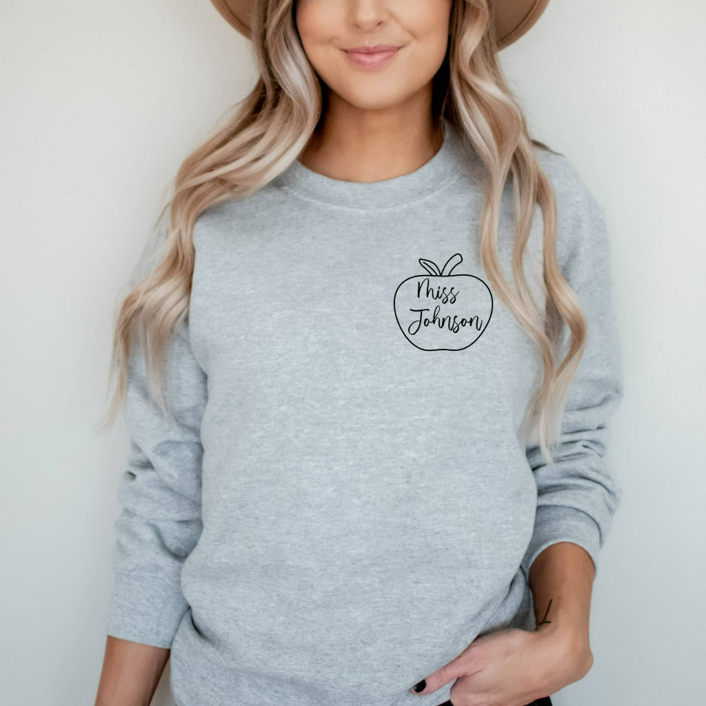 Personalized Teacher Name Sweatshirt, Back to School Crewneck for Elementary School Teacher