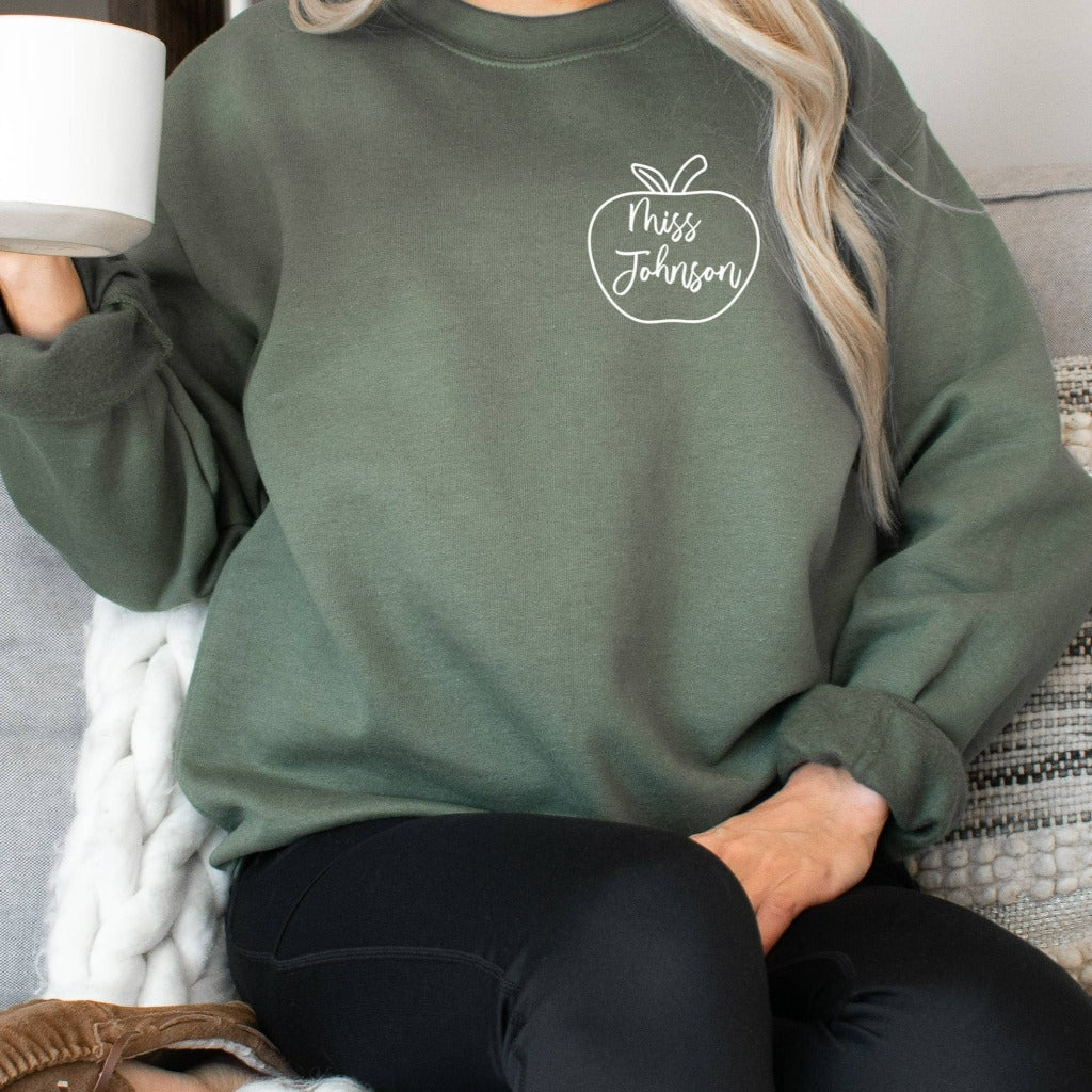 Personalized Teacher Name Sweatshirt, Back to School Crewneck for Elementary School Teacher