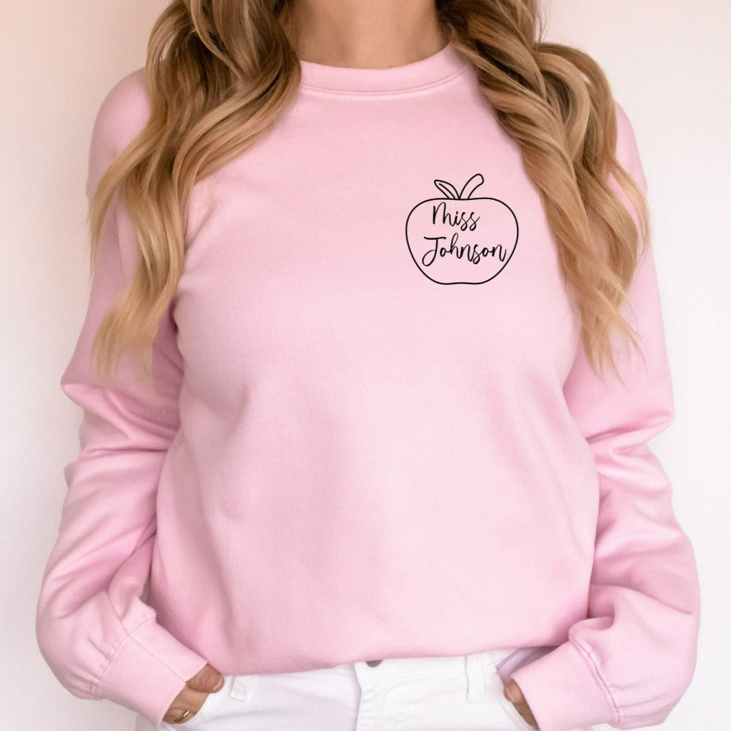 Personalized Teacher Name Sweatshirt, Back to School Crewneck for Elementary School Teacher