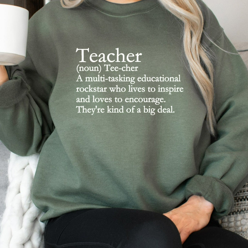 Teacher Sweatshirt, Teach Crewneck Sweatshirt, Teacher Definition Shirt, Back to School Teacher Appreciation Gifts