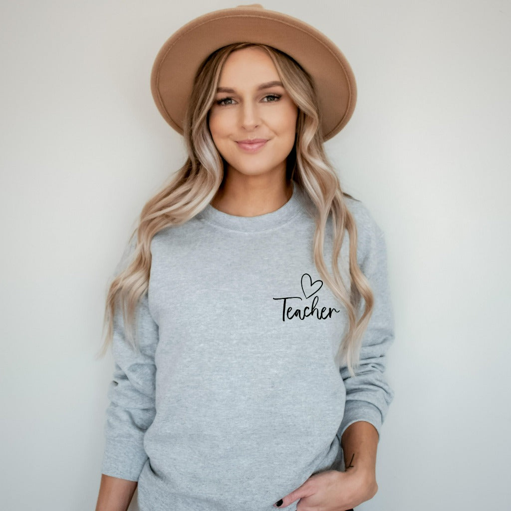 Teacher Heart Sweatshirt, Teacher Appreciation Gift, Back to School Crewneck, Teacher Gift