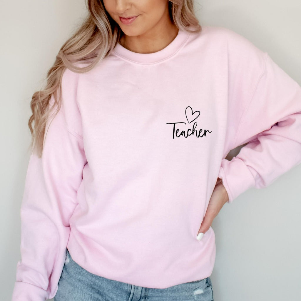 Teacher Heart Sweatshirt, Teacher Appreciation Gift, Back to School Crewneck, Teacher Gift
