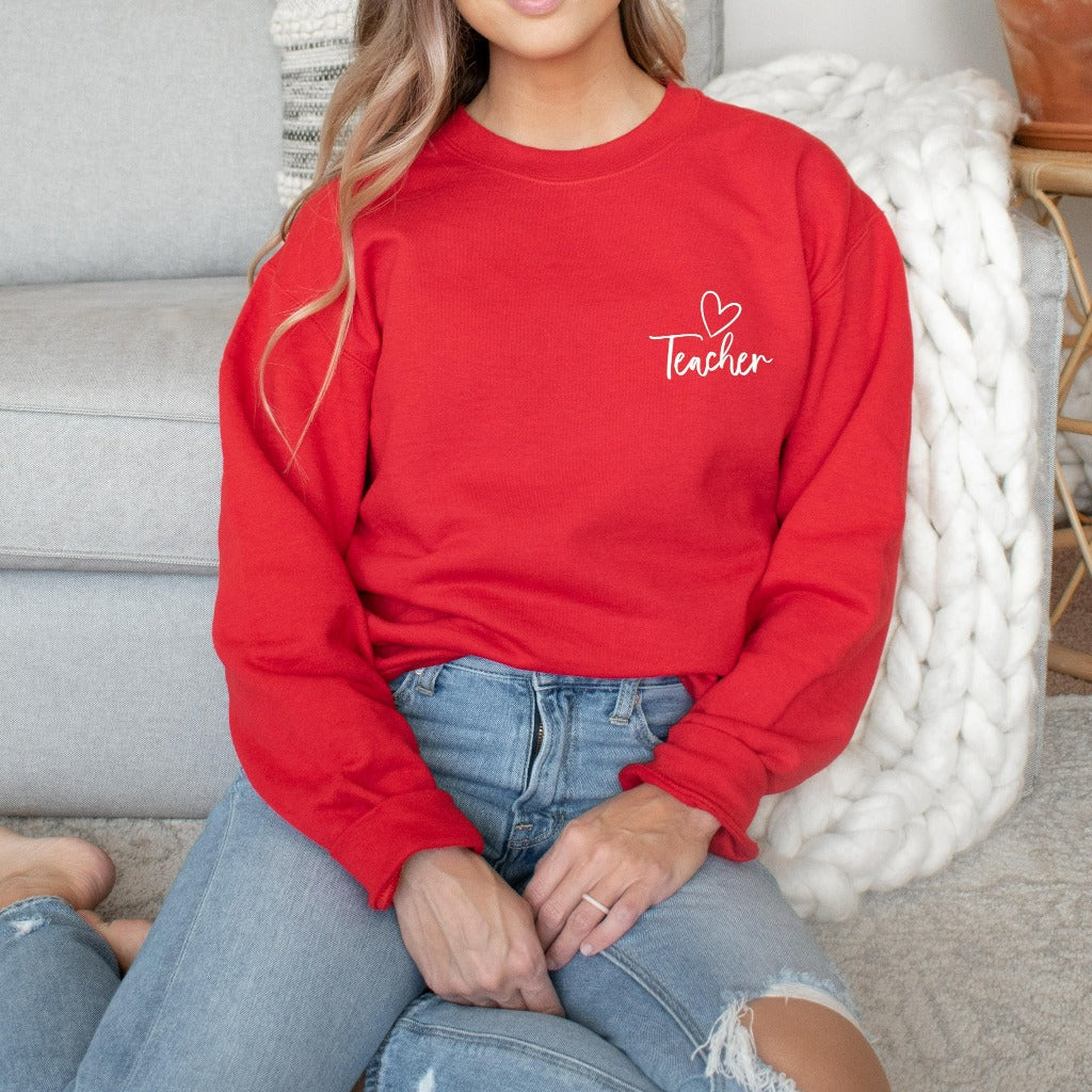 Teacher Heart Sweatshirt, Teacher Appreciation Gift, Back to School Crewneck, Teacher Gift