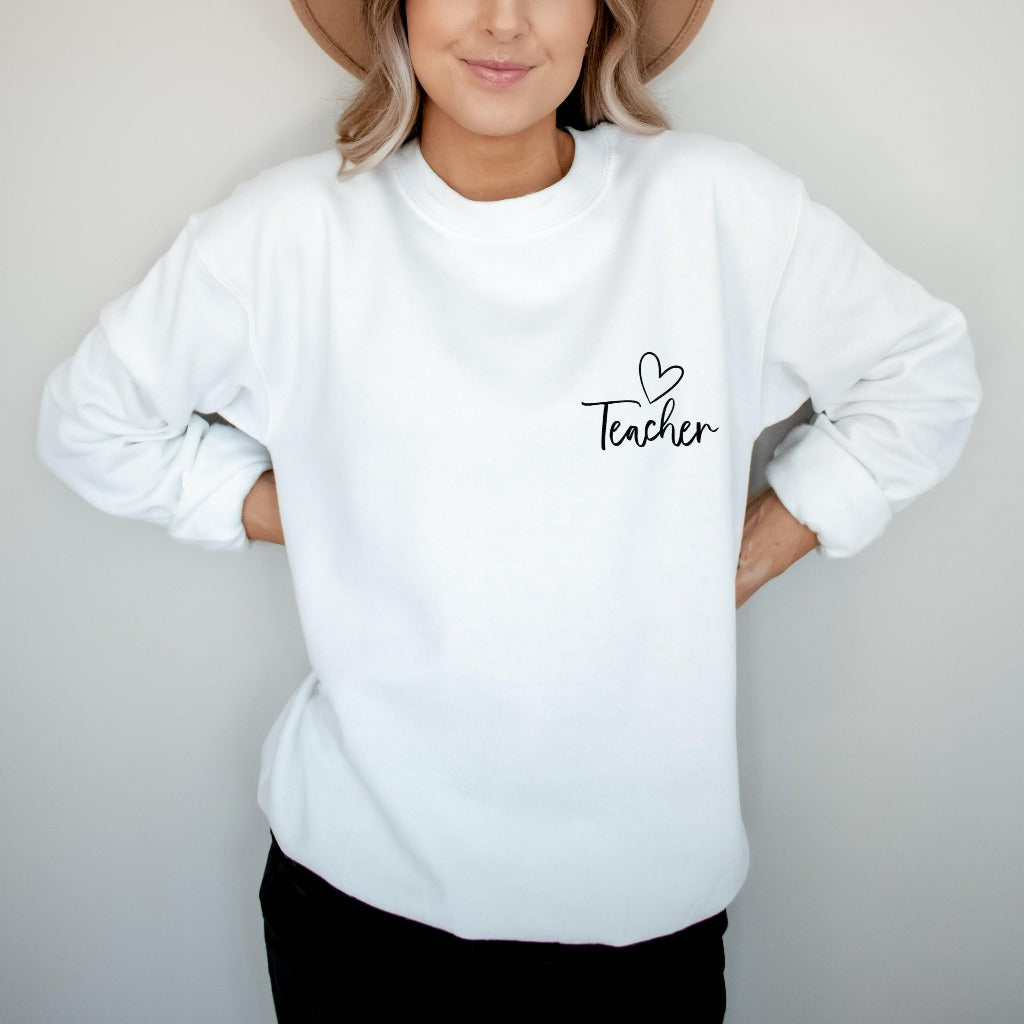 Teacher Heart Sweatshirt, Teacher Appreciation Gift, Back to School Crewneck, Teacher Gift