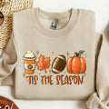 Football Sweatshirt, Tis the Season Autumn Themed Crewneck, Pumpkin Spice Fall Leaves Sweater