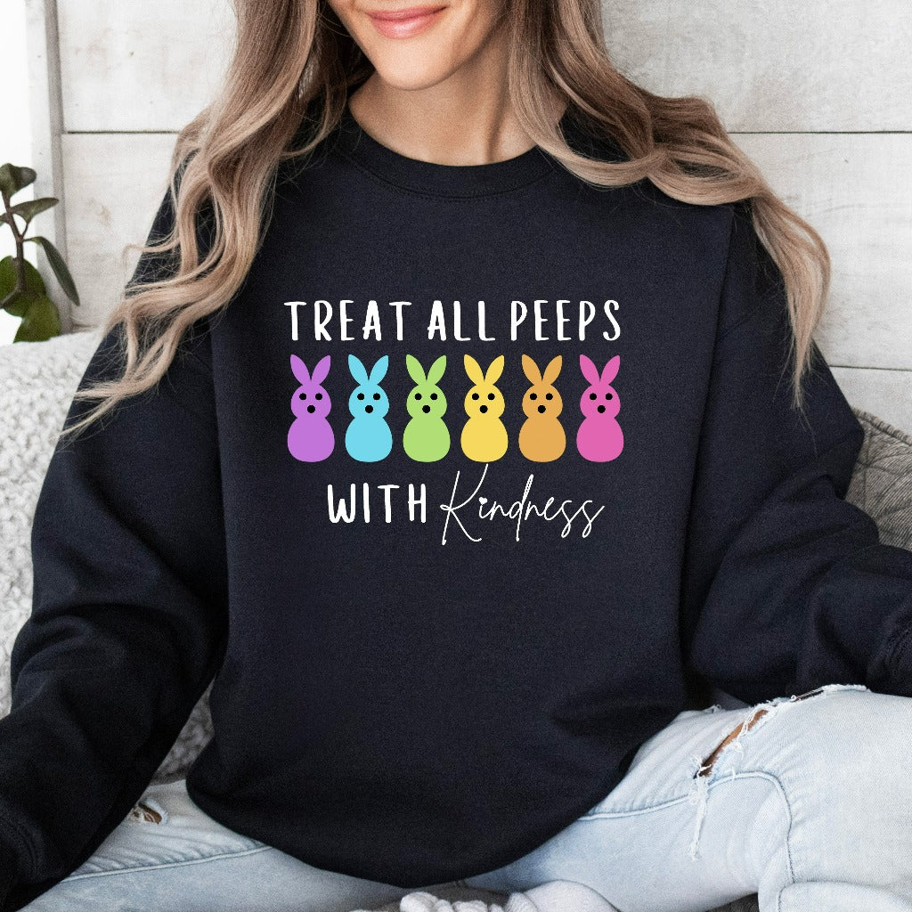 Treat All Peeps With Kindness Sweatshirt, Teachers Easter Crewneck, Teacher Easter Gift, Teachers Easter Day Outfit