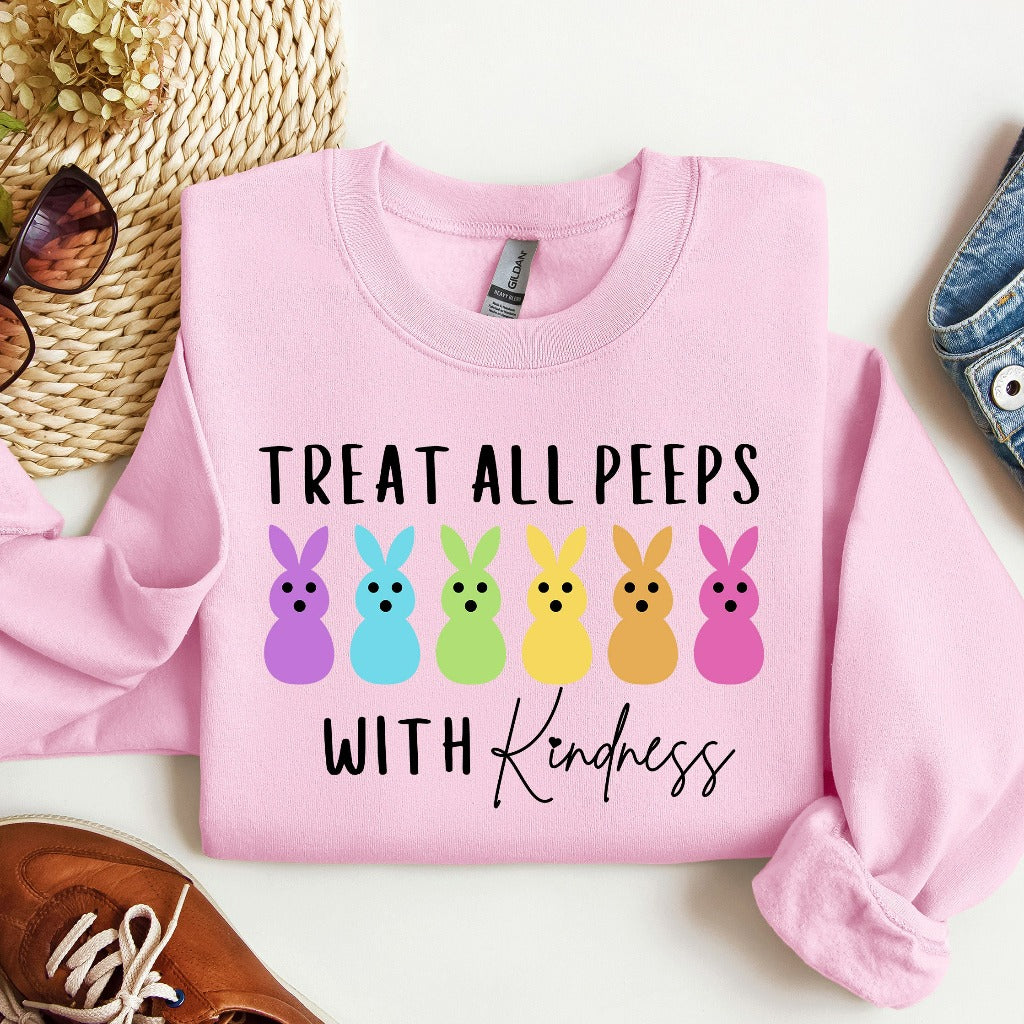 Treat All Peeps With Kindness Sweatshirt, Teachers Easter Crewneck, Teacher Easter Gift, Teachers Easter Day Outfit