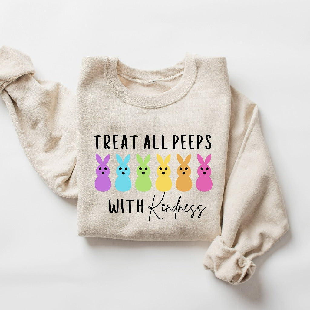 Treat All Peeps With Kindness Sweatshirt, Teachers Easter Crewneck, Teacher Easter Gift, Teachers Easter Day Outfit