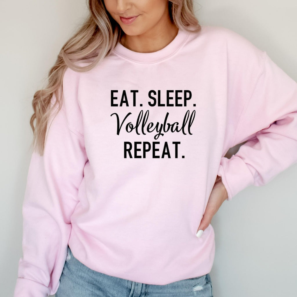 Volleyball Crewneck Sweatshirt, Eat Sleep Volleyball Repeat Shirt, Gift for Volleyball Player, Fan Shirts