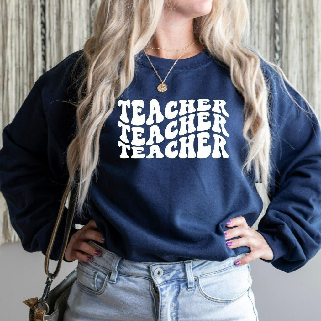 Retro Teacher Sweatshirt, Back to School Gift, Teacher Appreciation, Teacher Crewneck Shirts